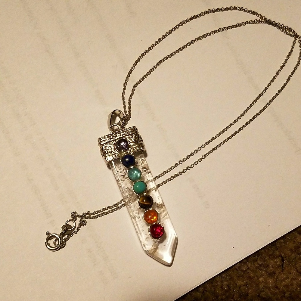 Clear Quartz chakra pendant necklace